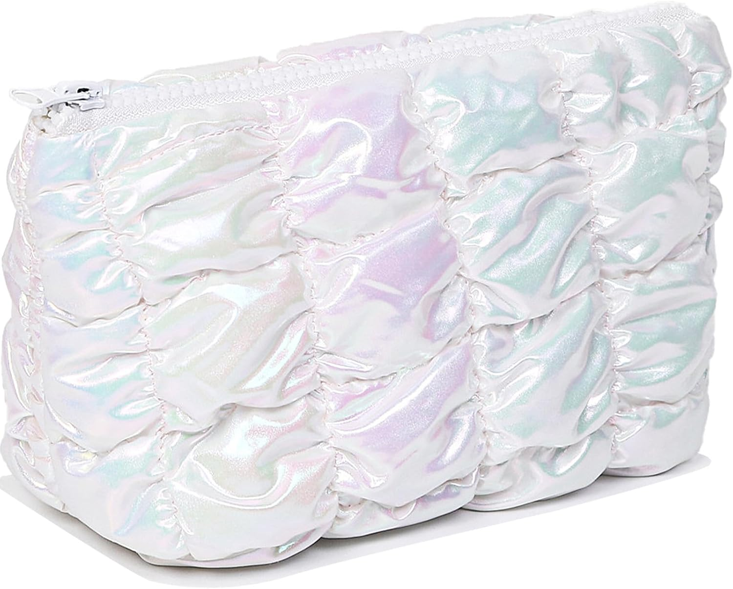 Small Cosmetic Makeup Pouch Bag, Travel Toiletry Bag for Women (White)