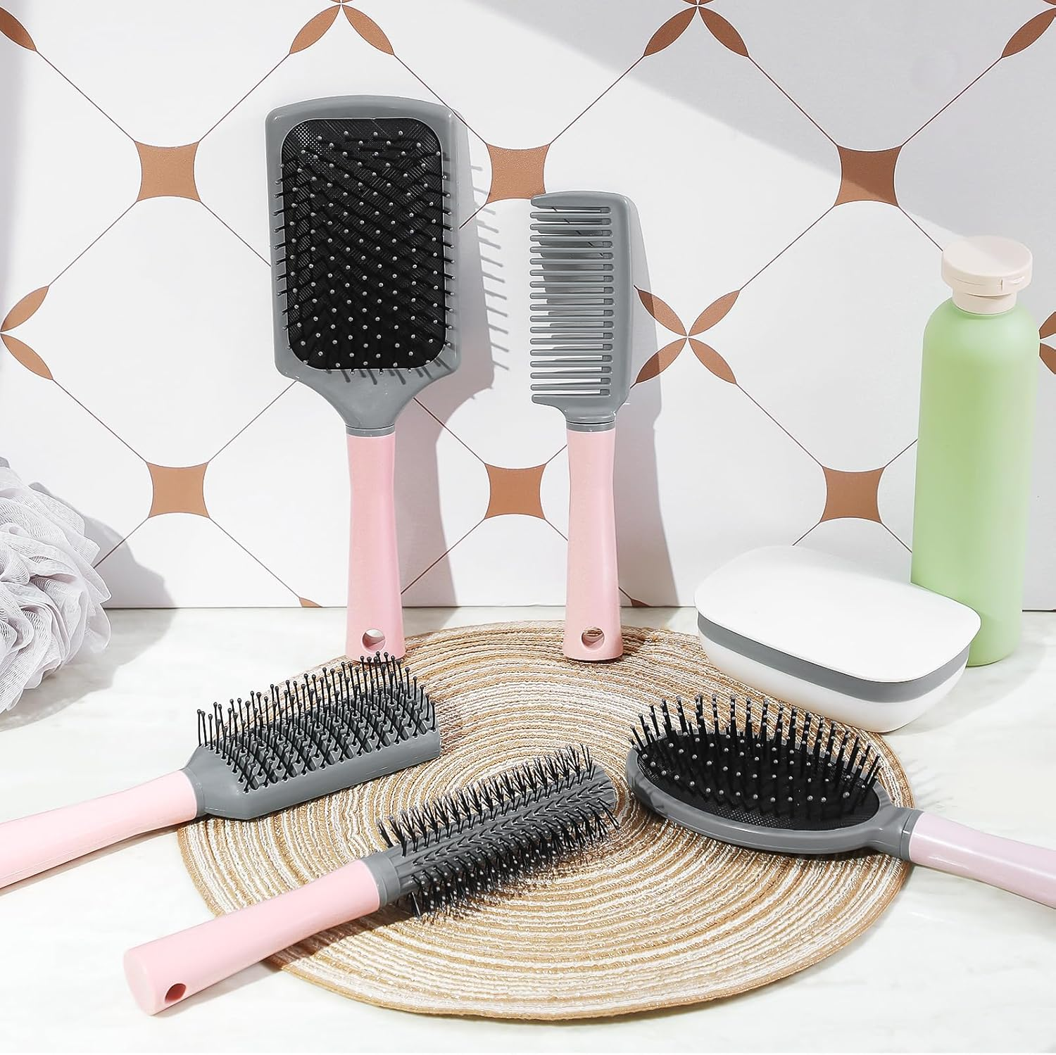 Dusaniyali 5 Piece Hair Brush Set Massage Hair Brushes Relaxing Brushes Bristles Comb Anti-Static Hair Brush Styling Brush for Women Men Children All Wet or Dry Hair image number 5