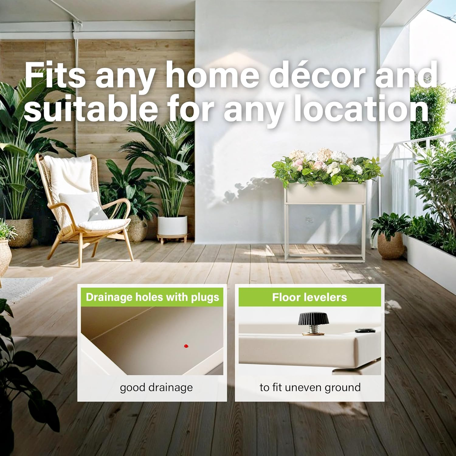 Cocoyard Elevated Outdoor Planter Box - 28 Inch Durable Raised Garden Bed for Planting Herbs, Flowers & Vegetables - Stylish Planter Boxes for Patio Decor & Backyard Gardening - Plant Stand image number 2