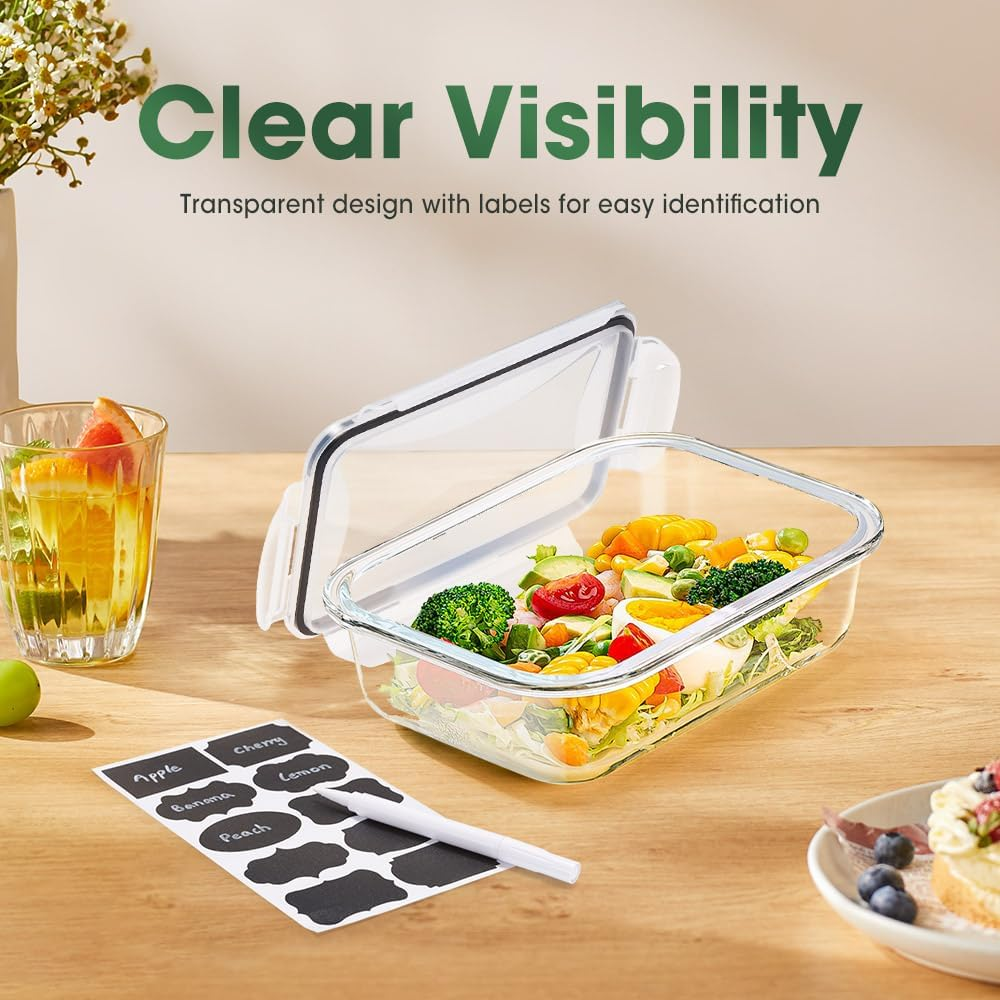 ZUNI 10 PCS Food Storage Containers with Lids Airtight (10 Lids &10 Containers), Plastic Meal Prep Containers for Home & Kitchen, Bpa-Free, Leak Proof, Microwave/Dishwasher Safe with Labels & Pen image number 5