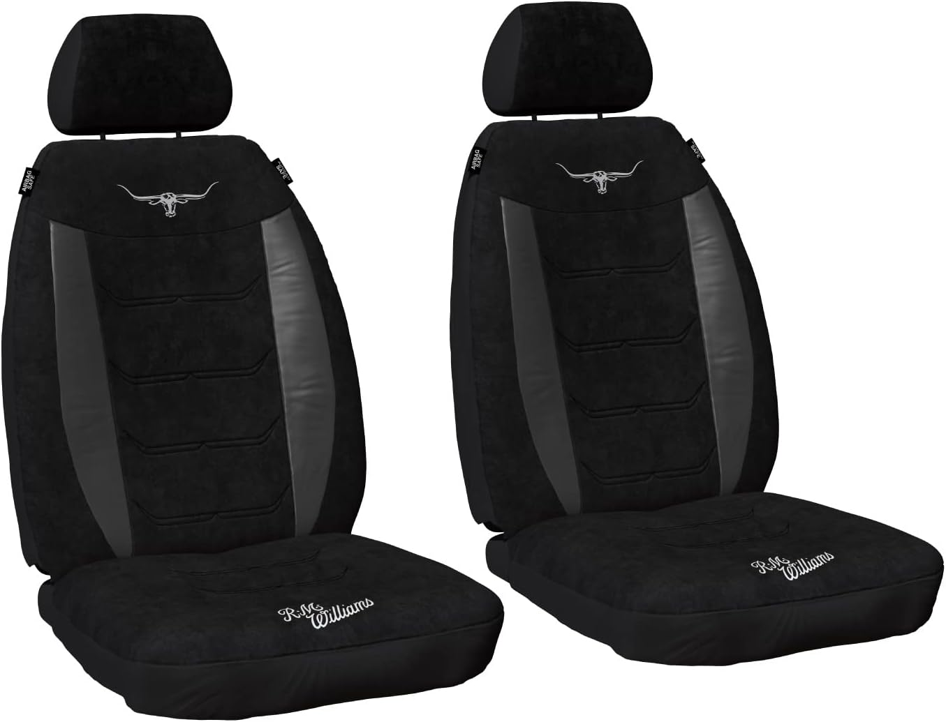 Sperling RM Williams RMW Longhorns Suede Velour Black Front Universal Car Seat Covers image number 1