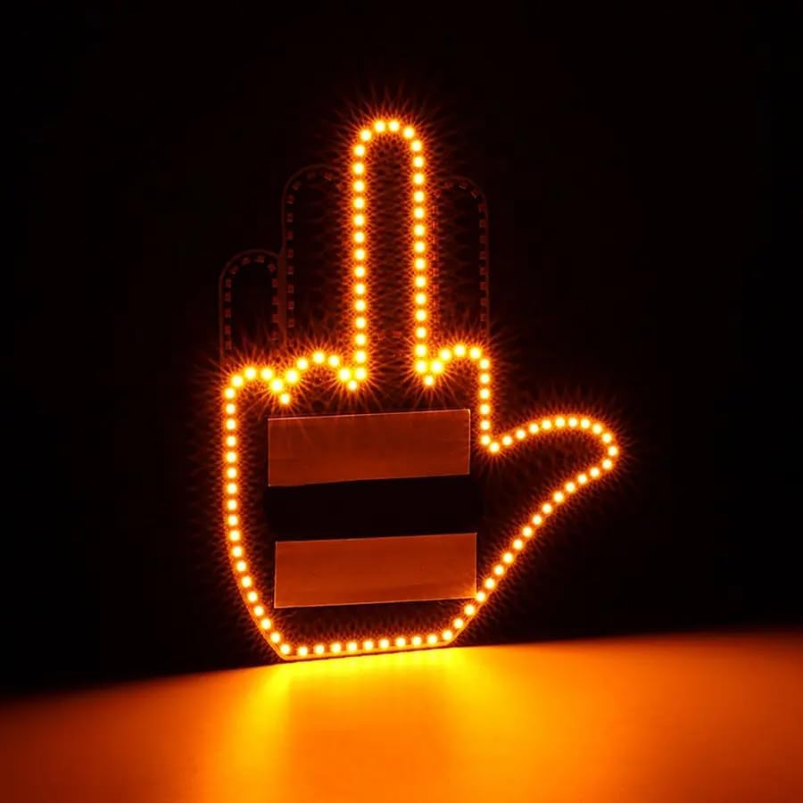 Flareflicker: LED Car Window Hand Gesture Sign for Expressive Communication on the Road - Road Rage Gifts, Middle Finger, Cool Car Gadgets, Car Accessories, Car Light, Flip off Sign, Tailgater Hand image number 4