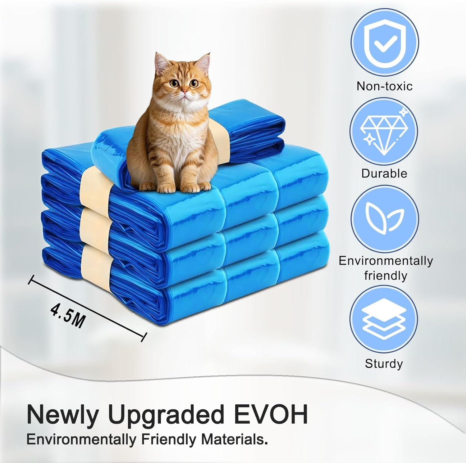 Pack of 12 Refill Cassettes for Cat Litter Disposal Bucket, Made of 7-Layer EVOH Material, Antibacterial and Deodorising Refill Cassette, Suitable for Cat Litter Toilets and Changing Containers