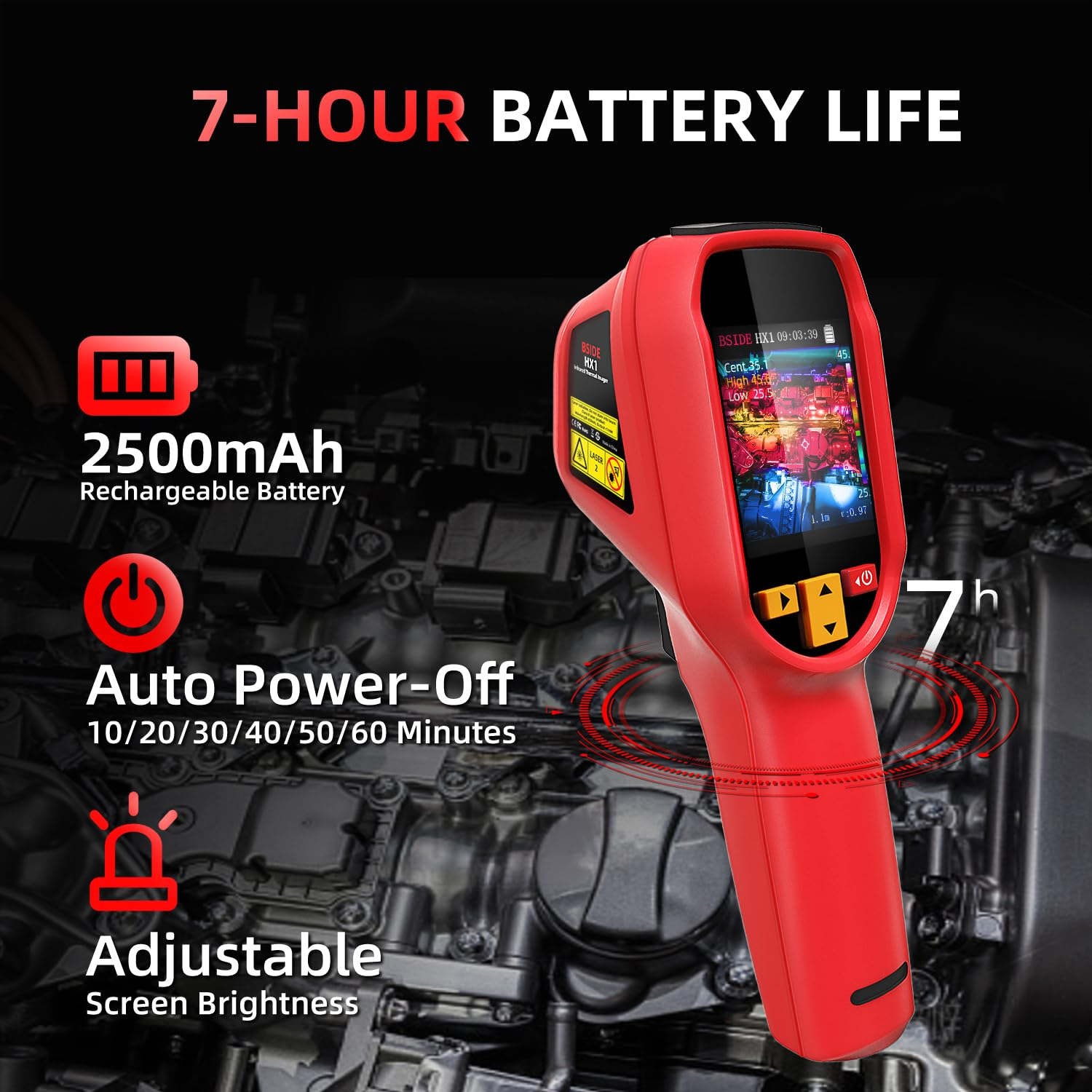 BSIDE Thermal Imaging Camera 240 X 240 Resolution Handheld Infrared Camera, 15 Thermal Palettes with 320 X 240 Full-Viewing TFT LCD for Home Inspection HVAC Electrical, 25Hz Refresh Rate, -4℉~1022℉ - Hx3 image number 6