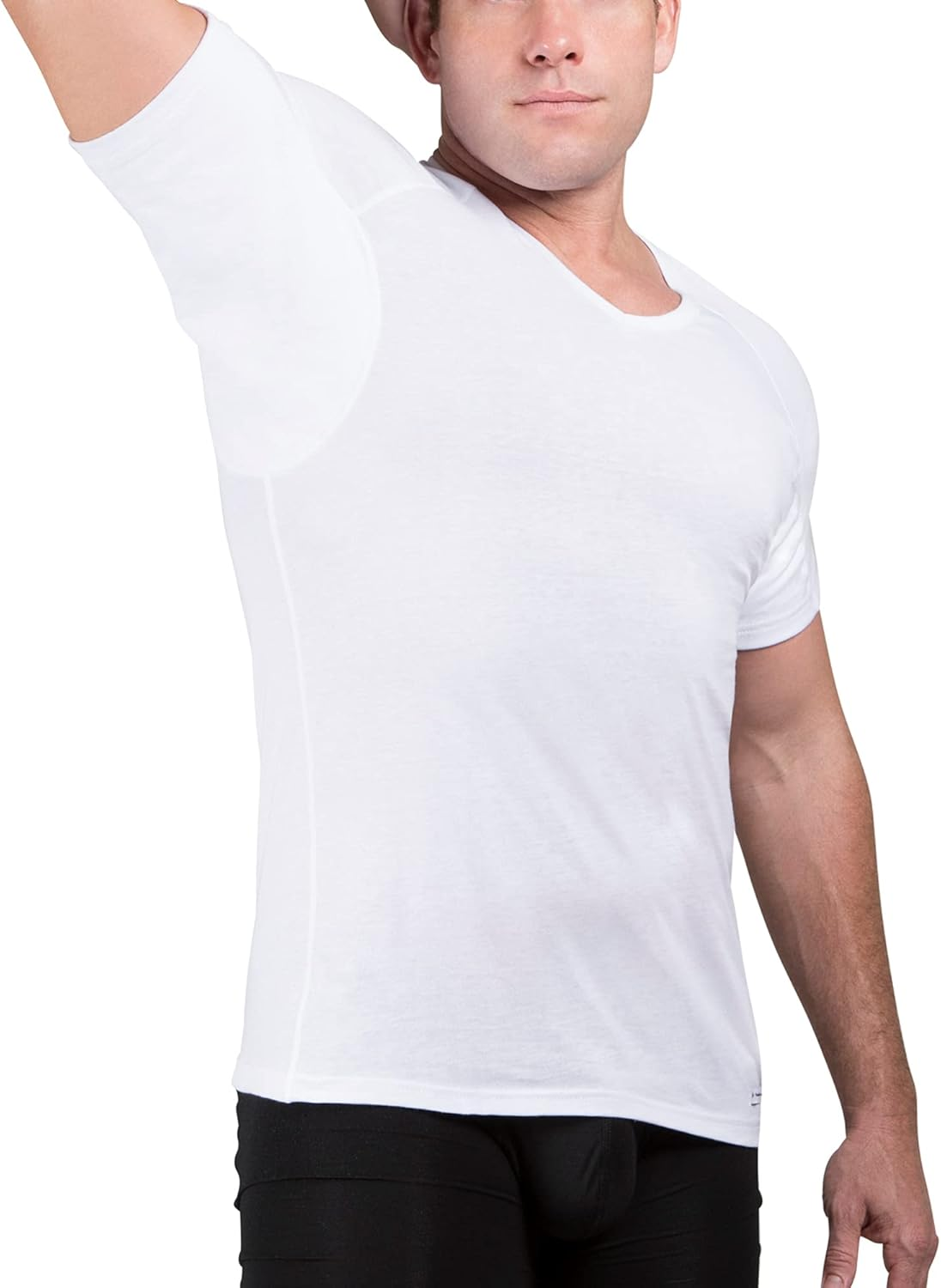 Ejis Men'S Sweat Proof Undershirt, V Neck, Anti-Odor Silver, Cotton, Sweat Pads