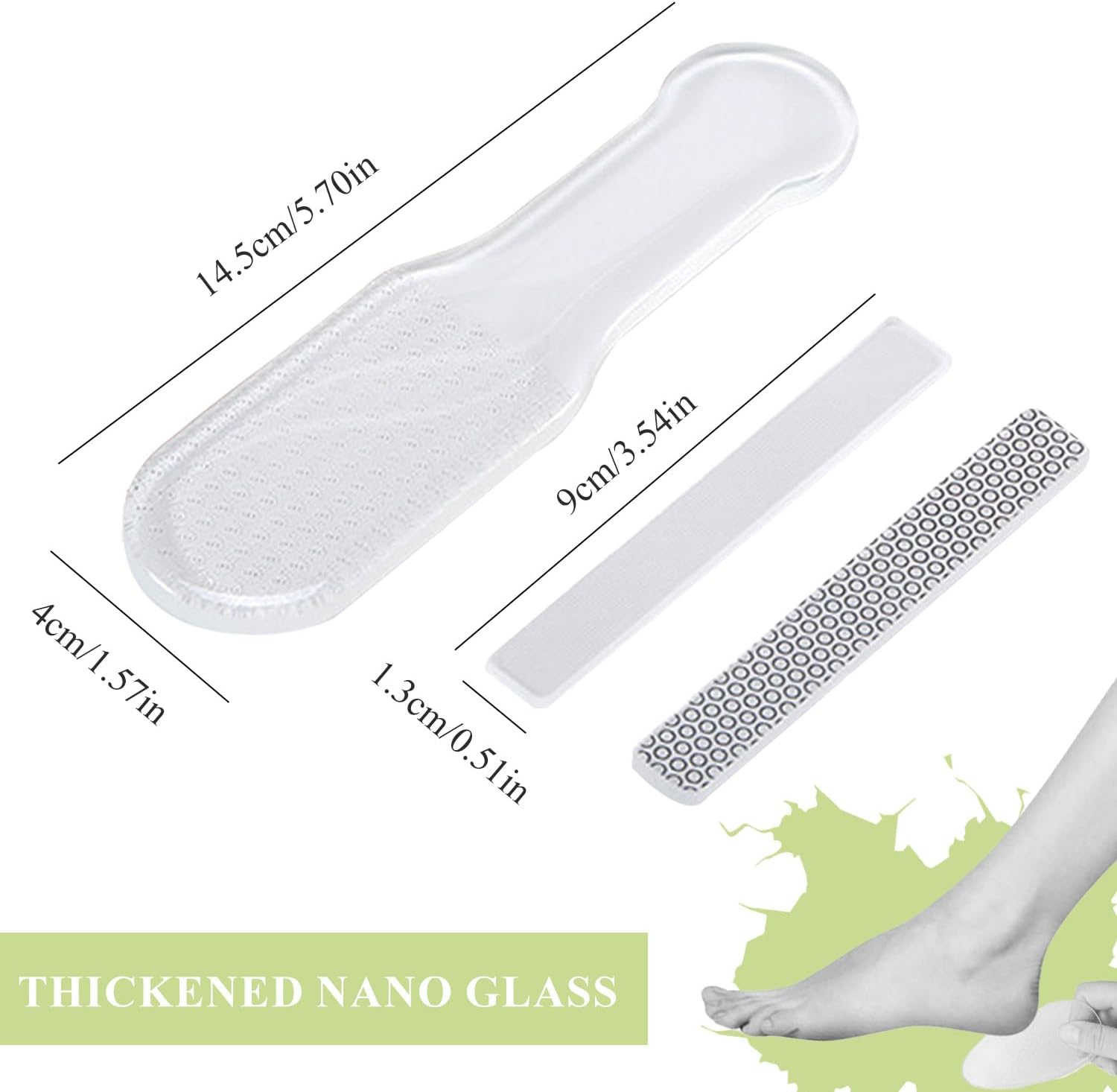 TORMEN 3 Pcs Glass Foot File Nano Callus Remover for Feet Tool Containing Micro Abrasive Particles Suitable Dry and Wet Care of Hard Skin Nail Care image number 2