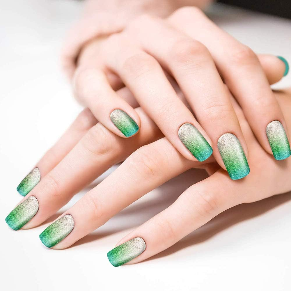 20 Sheets 140 Pieces Glitter Nail Wraps Art Polish Stickers Gradient Color Nail Wrap Self-Adhesive Sticker Decal Nail image number 4