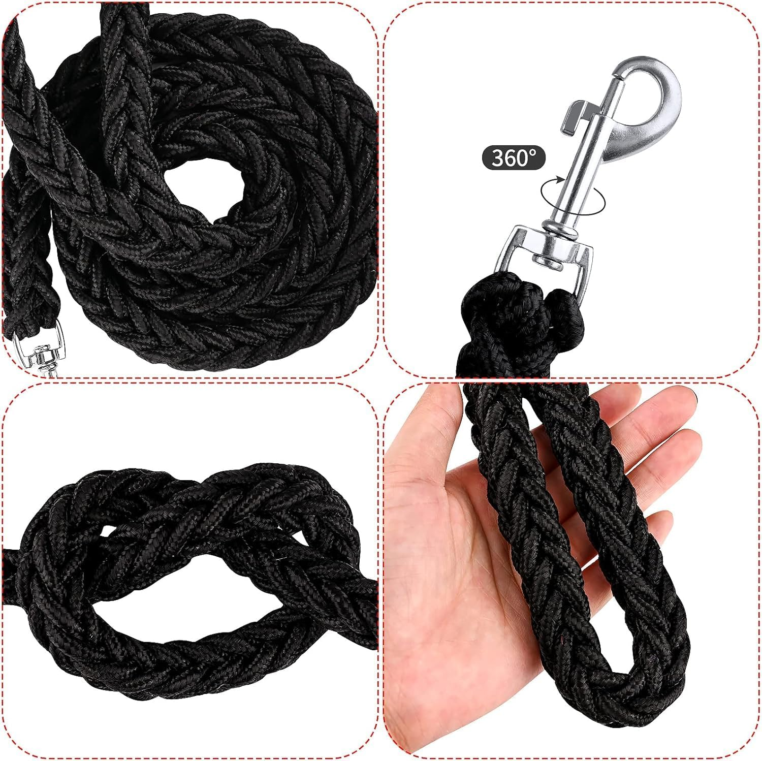 Eight Strand Braided Strong Nylon Dog Leash,1Pc Nylon Eight Strand Braided Lead Dog Leash with Rotating Buckle, Dog Lead Strong Leash Training Lead Rope image number 3