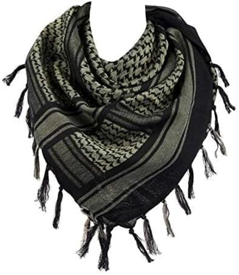100% Cotton Military Shemagh Arab Tactical Desert Keffiyeh Thickened Scarf Wrap for Women and Men 43"X43" - All Black image number 6