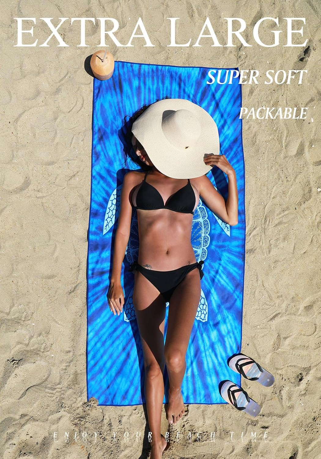 2 Pack Microfiber Lightweight Thin Beach Towel Sand Free Quick Dry Super Absorbent Compact Oversized Large Towels for Swimming Pool Yoga Gym Travel Vacation Beach Accessories Essentials for Adults