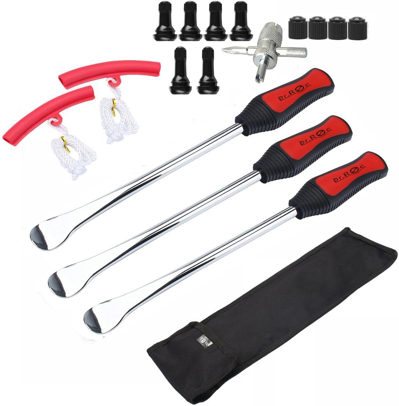 Dr.Roc Tire Spoons Lever Iron Tool Kit Motorcycle Bike Professional Tire Change Kit W/Bag - 14.5+11+ 2 Rim Protectors image number 5