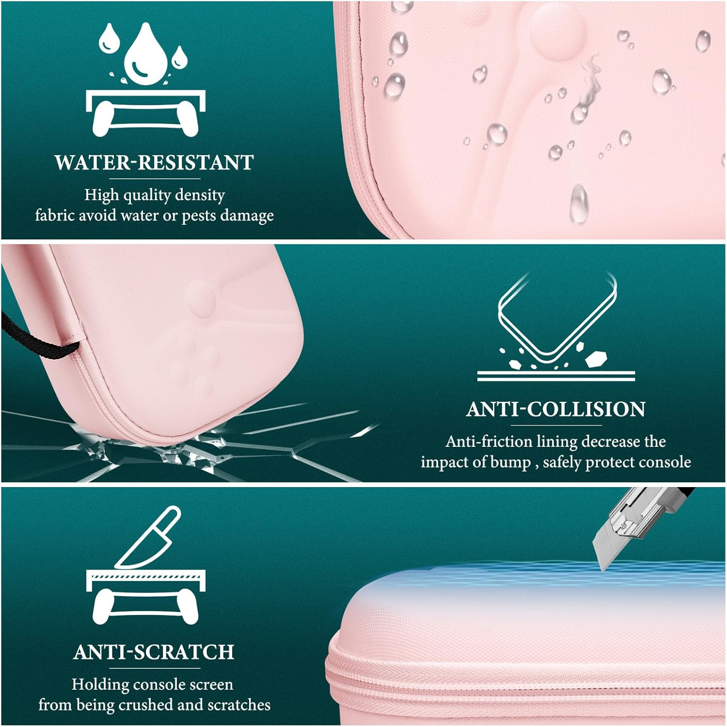 Geekria Hard Storage Case Compatible with Sony Playstation Portal Remote Player, PS5 Portal Remote Player Built-In Stand Design Handheld Carrying Case, Shockproof Protective Travel Bag (Pink) image number 3