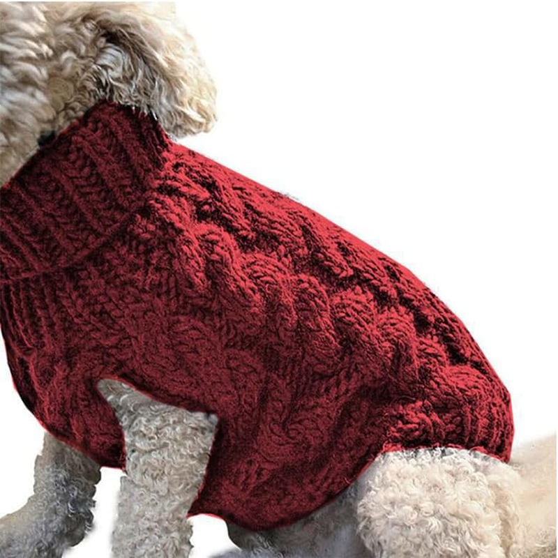 Dog Sweaters for Medium Small Dogs, Cat Sweater Dog Clothing Dog Jumper Puppy Turtleneck Knitted Dog Outfit Pet Twist Striped Vest Cute Warm Winter Clothes for Chihuahua, Dachshund (Wine, Medium)