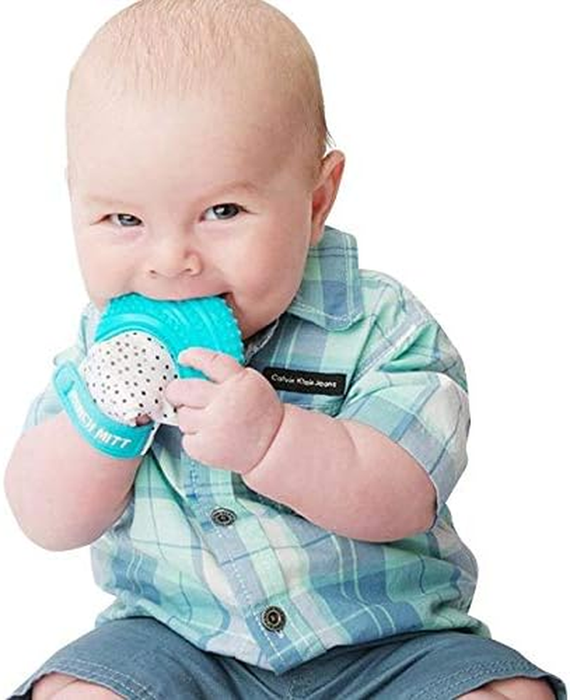 Munch Mitt Sensory Teething Mitten, Aqua Blue image number 6