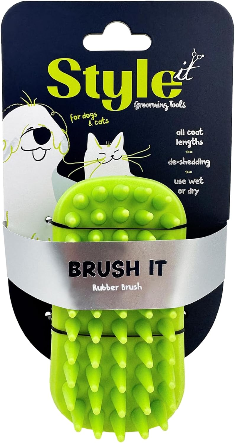 Grooming Rubber Bath Brush for Dogs & Cats - Suitable for All Coat Lengths, Wet & Dry Use, Soft Tips for Deep Cleaning and Enhanced Shampoo Effectiveness, Yellow image number 3