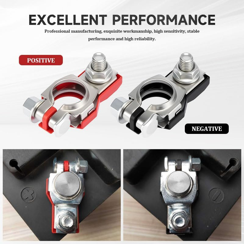 Battery Terminal Set, 2Pcs Ositive Negative Set, Universal Car Cable Connector Heavy Duty Copper Clamps, Compatible with 12V/24V Car Truck Boat Marine RV Vehicles image number 2