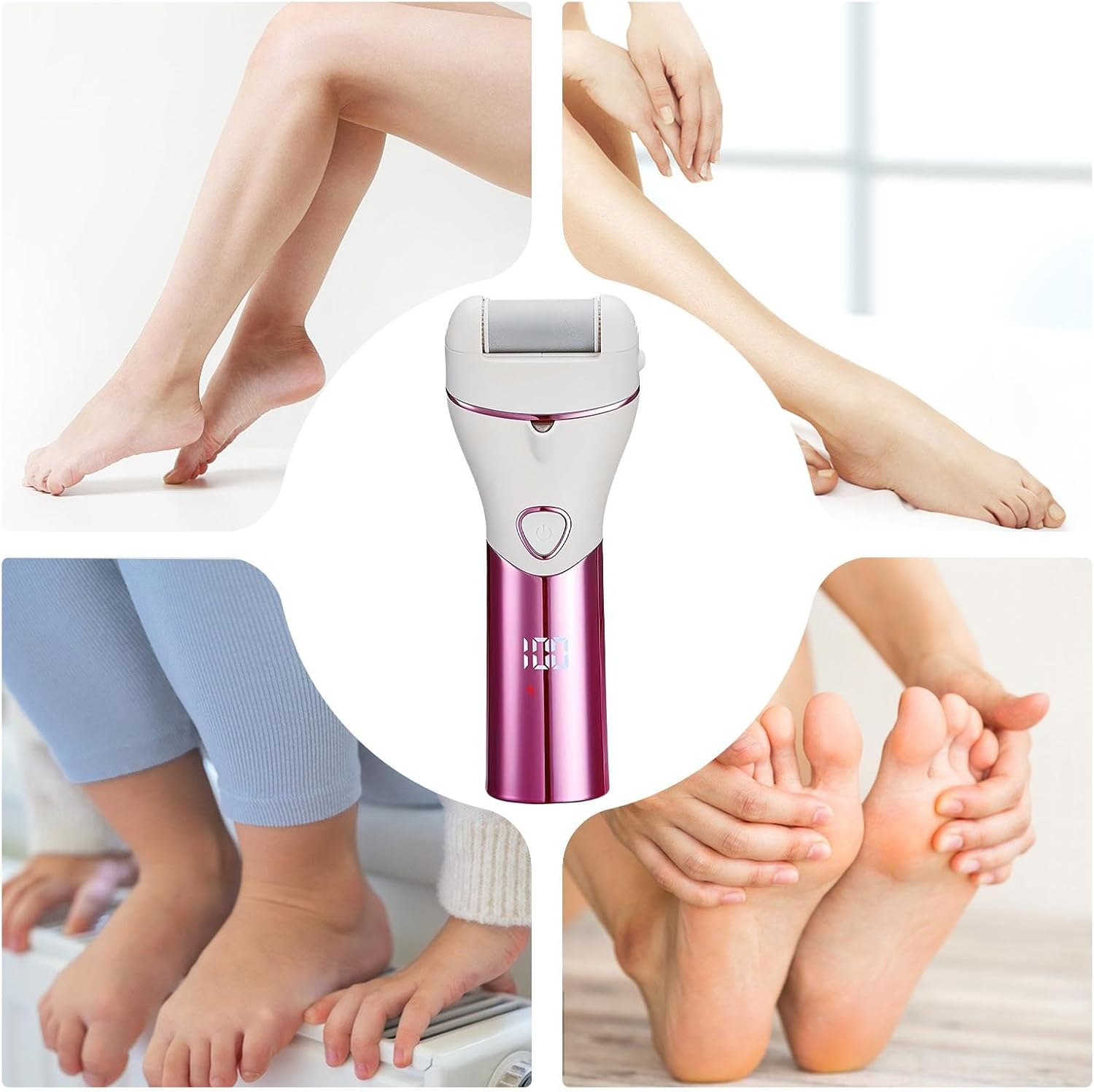 Electric Callus Remover - Rechargeable Dead Skin Remover,Electric Foot Care Kit with 3 Grinding Heads for Hard Cracked Dry Dead Skin