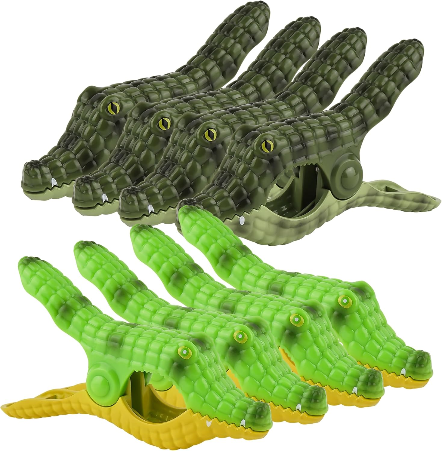 SHIDOW Crocodile Beach Chair Towel Clip, Heavy Duty Clothes Pins, Unique Green Crocodile Shape Clothes Clip for Beach, Pool Party, Camp, Hot Spring (8 Pcs) image number 1