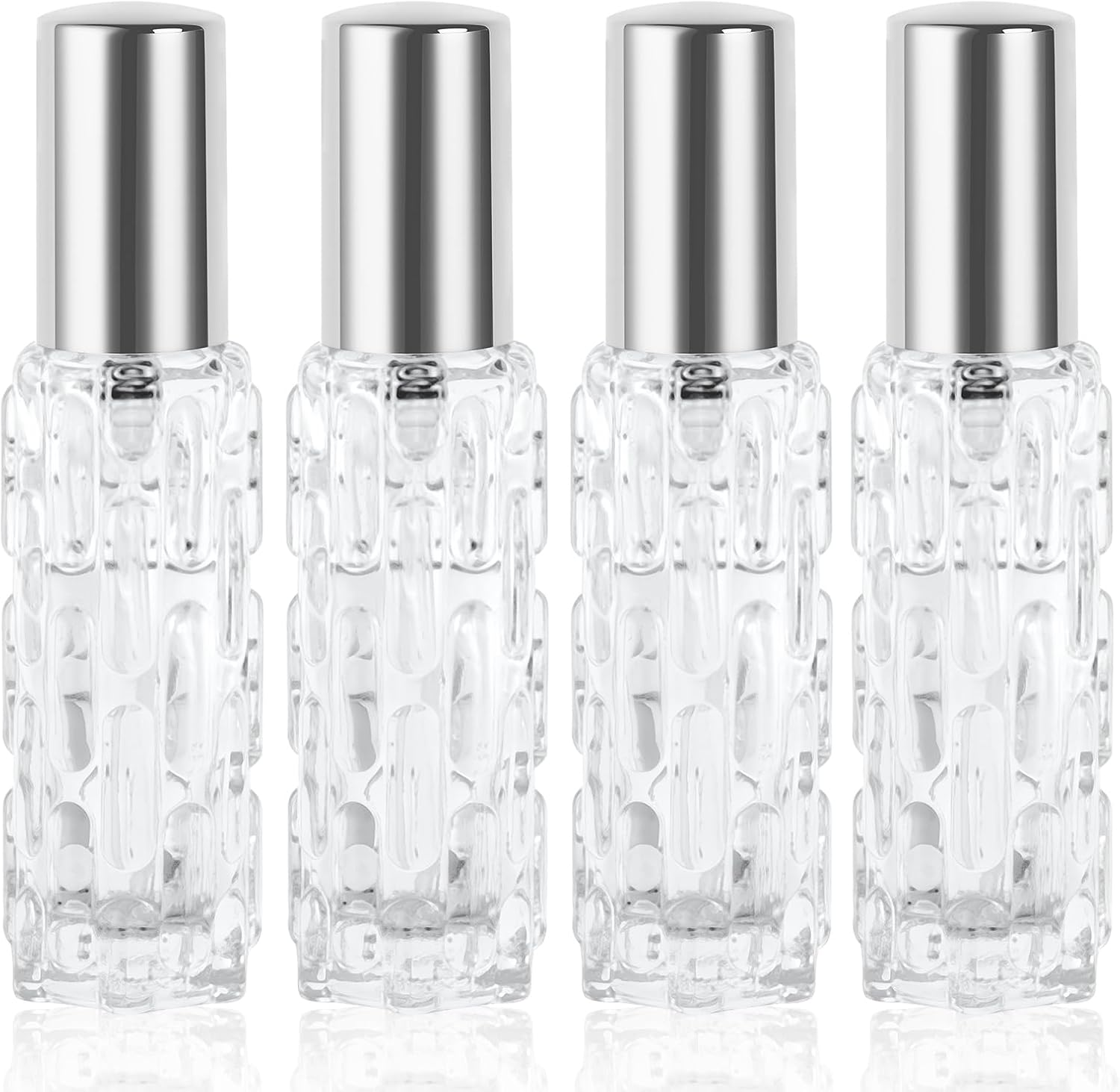 LOPHE Refillable Perfume Atomiser, 4 X 10 Ml, Travel Perfume Atomiser, Mini Perfume for on the Go, Bottler Perfume Bottle, Empty Gifts for Men and Women, Silver image number 1