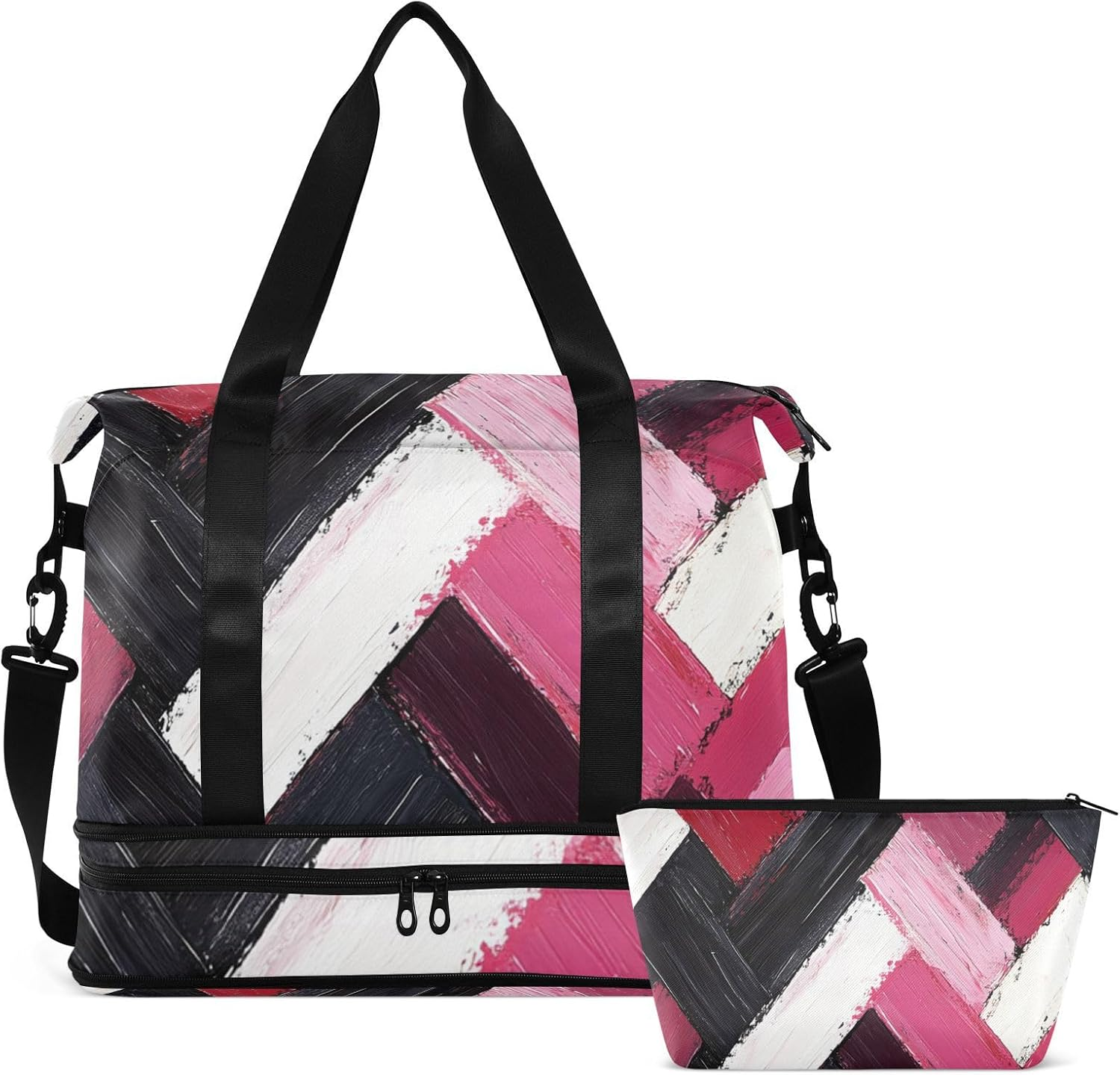 Oil Painting Valentine Duffel Bags Travel Weekender Gear Bag with Adjustable Strap for Workout Large Capacity, Oil Painting Valentine, 1 Size image number 2