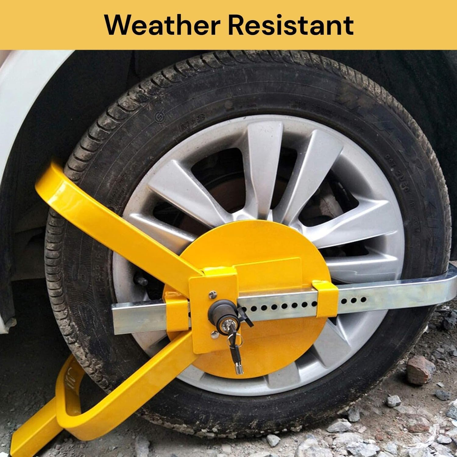 EZONEDEAL Wheel Clamp Wheel Lock Trailer Lock Extendable Heavy Duty 13" - 15" Steel Car Van Safety anti Theft Deterrent for Caravan Trailer Cars Small Wheel with 2 Keys image number 3