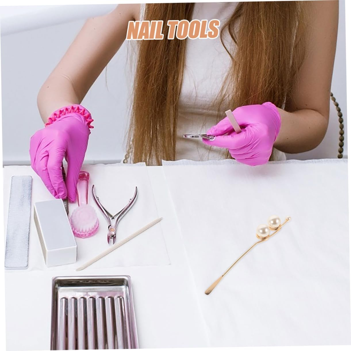 FRCOLOR 2Pcs Japanese Pearl Head Nail Art Stirring Rod for Resin Epoxy Mixing Easy Clean Manicure Tools image number 4