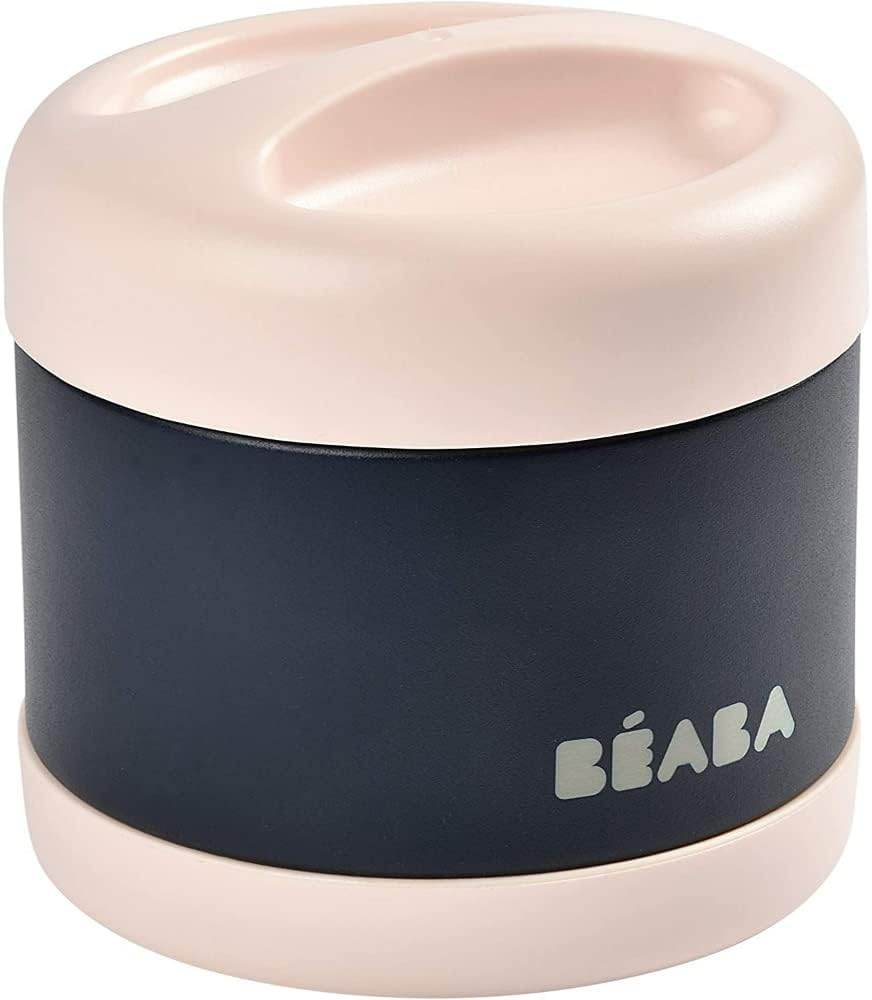 BEABA 500Ml Insulated Food Flask for Hot & Cold Meals - 100% Airtight Stainless Steel Thermo Food Jar for Baby, Kids & Travel, Thermal Double-Layer Hot Food Container (Light Pink/Night Blue) - Blue/Pink image number 2