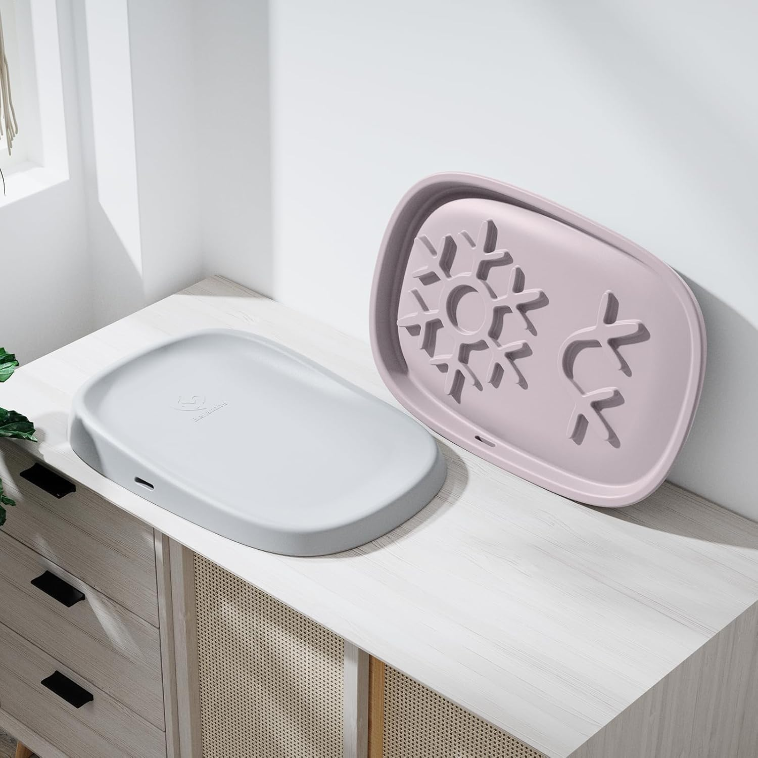 Baby Changing Pad Portable, Waterproof Soft PU Pad for Babies, Changing Table, Lightweight Nappy Change Mat, Soft Change Mat Cover, Wipeable Changing Pad with Removable Safety Strap, Gray image number 6