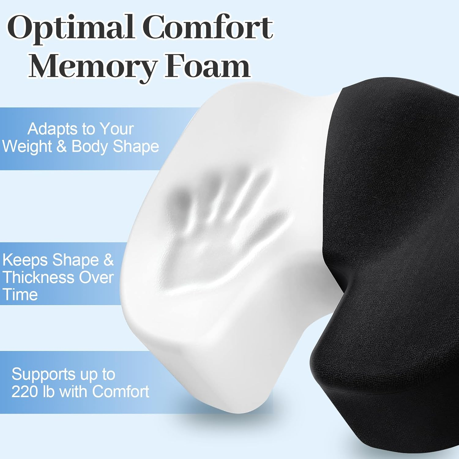 Car Seat Cushion, Memory Foam Office Chairs Cushions, Tailbone Pain Relief Padded, Sciatica & Back Support Butt Pillow for Car, Office Chair Cushion & Car Seat Cushion (Black) image number 6