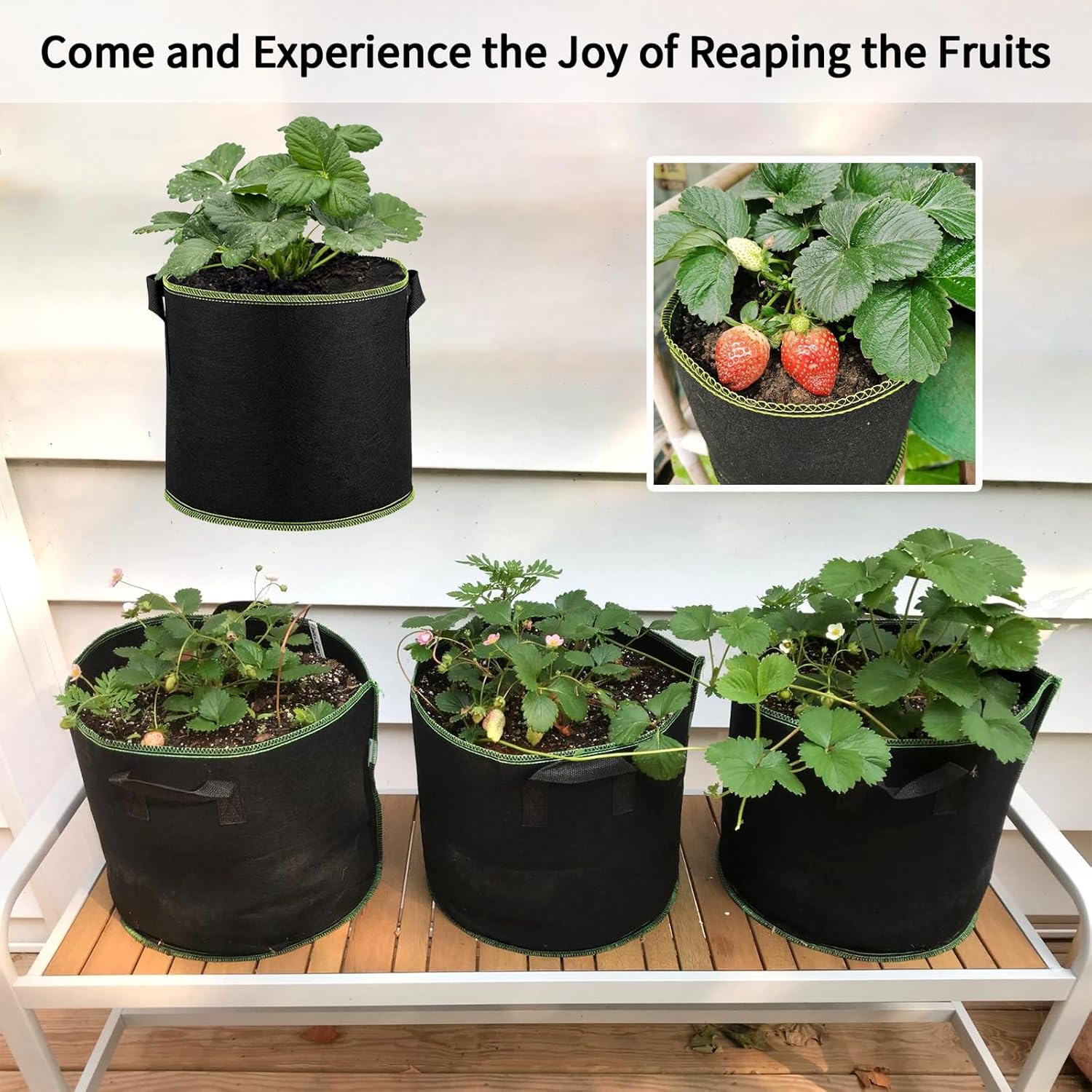 5-Pack Plant Grow Bags, Heavy Duty Nonwoven Aeration Fabric Pots, Reusable Garden Planter Pots for Vegetables, Flowers, Plants (15 Gallon)