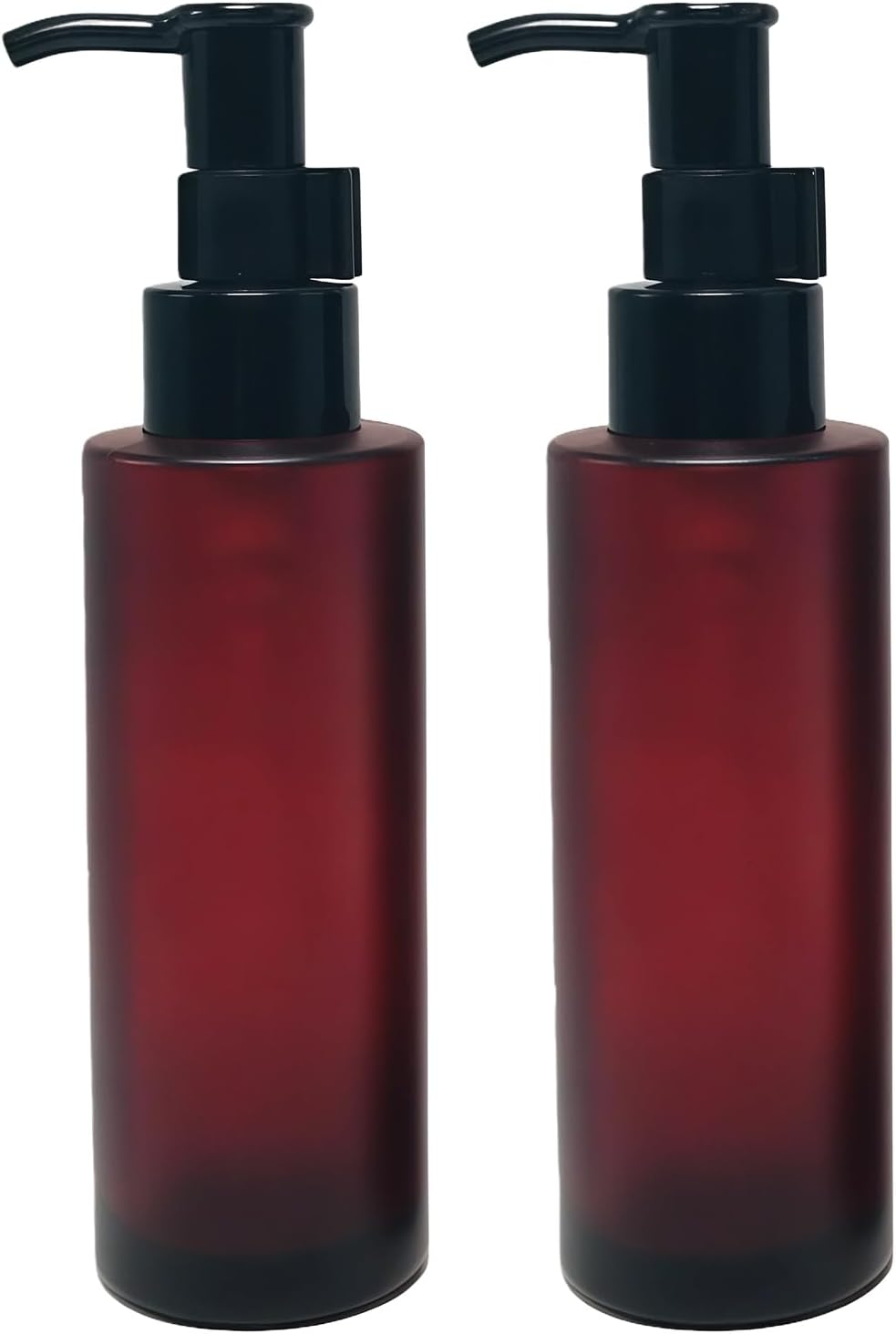 2Pcs 100Ml/3.4Oz Empty Amber Frosted Glass Lotion Pump Bottle Soap Dispensers Refillable Cosmetic Containers Jars with Black Pump Top for Lotion Essential Oil Emulsion Shampoo image number 4