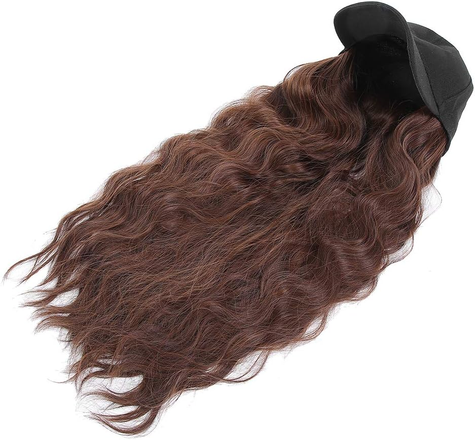 Baseball Cap Wig Long Wavy Hair, Baseball Cap with Hair Extensions for Women Adjustable Hat, Baseball Hat with Long Wavy Hair Wigs Fashion Women Girl Hat Wig Light Brown image number 3