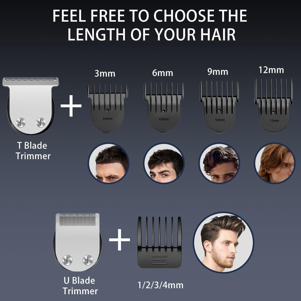 Beard Trimmer Hair Clipper for Men - 5 in 1 Men&rsquo;S Grooming Kit with Electric Shaver, Nose Hair Trimmer with LED Display, Waterproof Rechargeable Beard Shaver for Painless Facial & Body Hair Removal image number 4