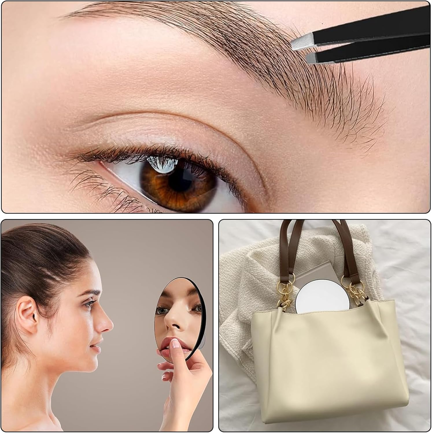 40X Magnifying Mirror 40X Magnifying Mirror Suction Cup and Tweezers Travel Small Mirror Set for Blackhead Removal for Precise Makeup and Eyebrow Plucking 3.5 Inches image number 2