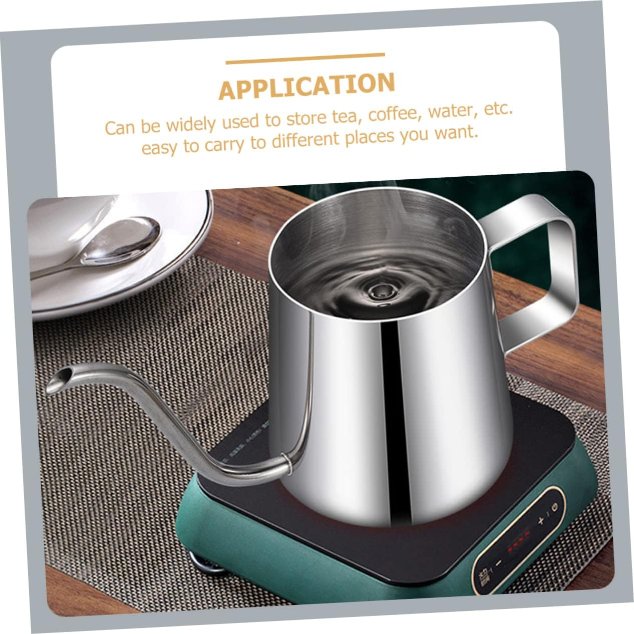 NOLITOY Hand Brew Coffee Maker Portable Stainless Steel Kettle Narrow Spout Carafe for Tea image number 5