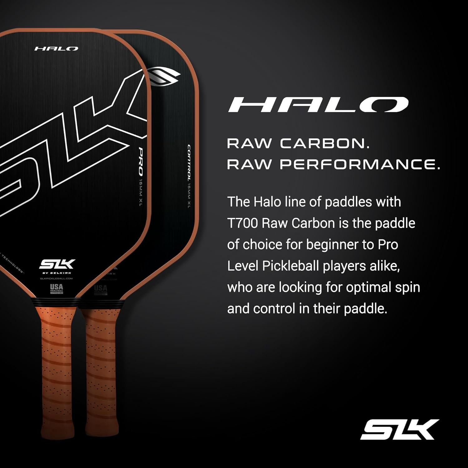 Selkirk SLK Halo Pickleball Paddle | Raw Carbon Fiber Pickleball Paddle with a Rev-Core Power Polymer Core | Pickleball Rackets Made in the USA | the Pickleball Paddle Designed for Ultimate Spin & Consistency image number 1