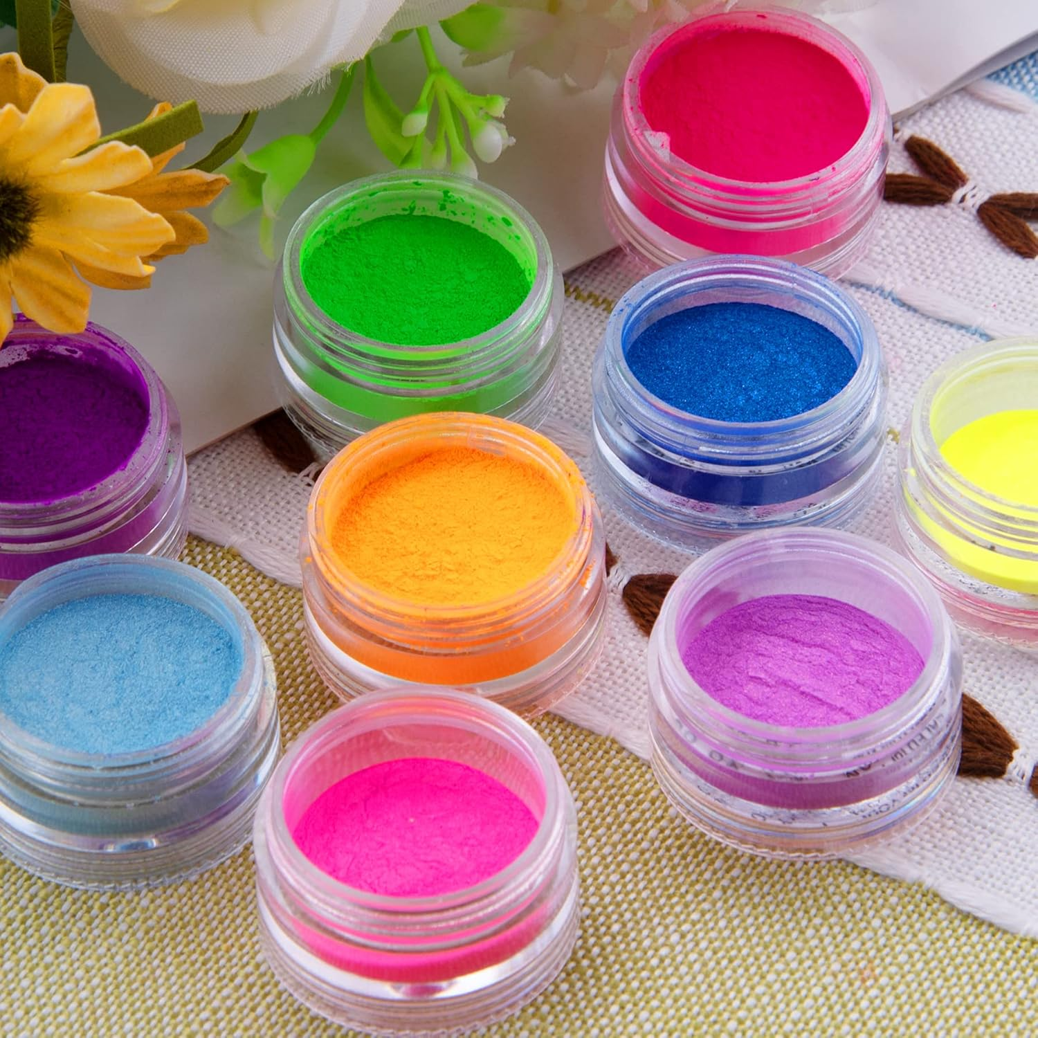 Duufin 36 Colors Pigment Nail Powder Colorful Luminous Pigment Powder Iridescent Pearlescent for Nail Art, Body and Crafts image number 3