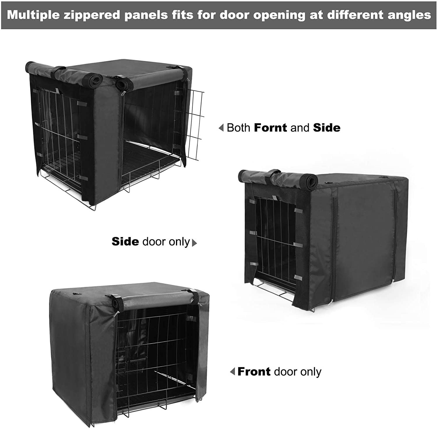 Durable Dog Crate Cover Double Door for Large Pet Cover Kennel Covers Universal Fit for 42 Inches Wire Dog Crate (42 Inch (42" L X 28" W X 30" H))-Black