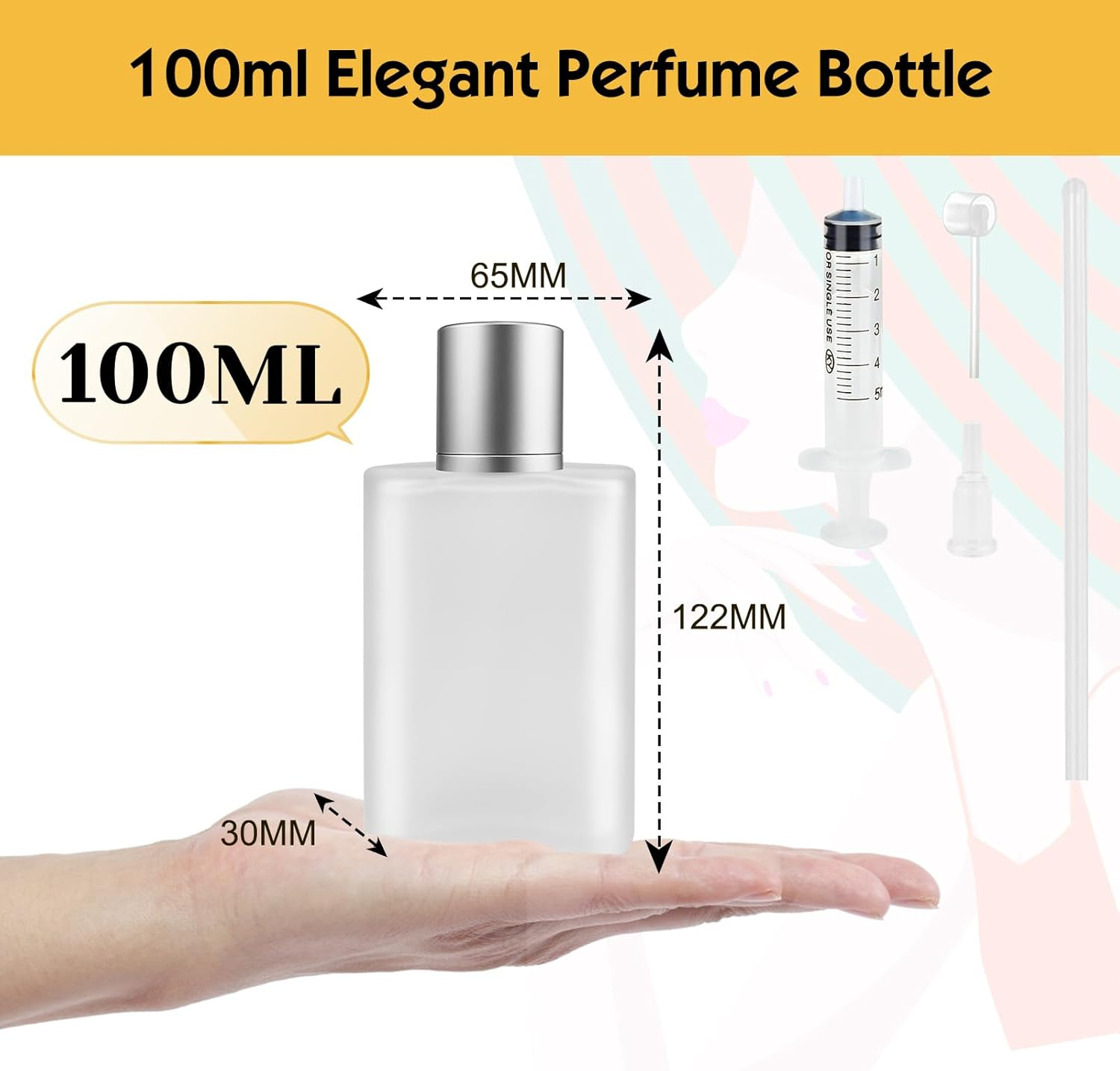 Bohoray 100 Ml Perfume Atomiser Refillable Perfume Bottle Empty Transparent Perfume Bottle Perfume Bottles Refillable with Atomiser Pump and Funnel for Women or Girls image number 4