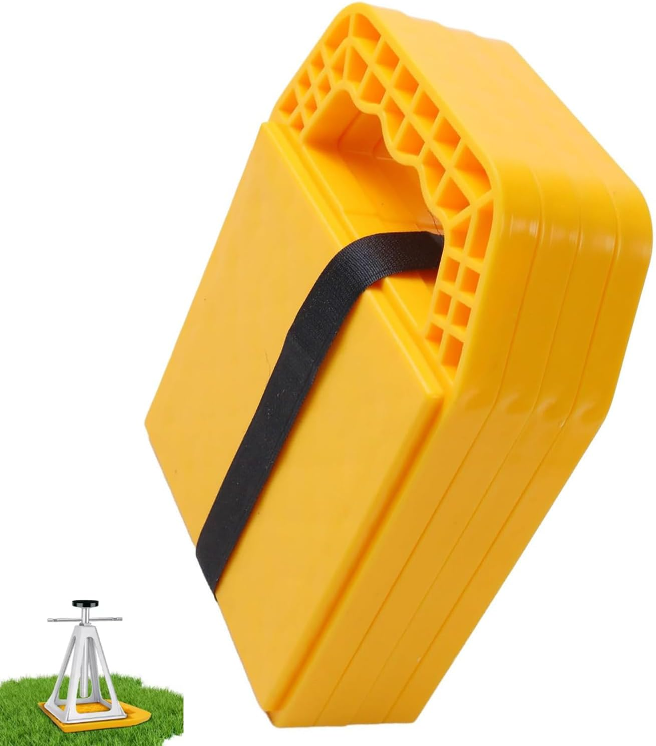 Car Jack Stand Pads for Camper/Rv, 4 Pcs Rvs Leveling Blocks Stabilizer Jack Flex Pads, Prevent Sinking and Aids in Stabilizing, Can Be Used on Uneven Surfaces (Yellow)