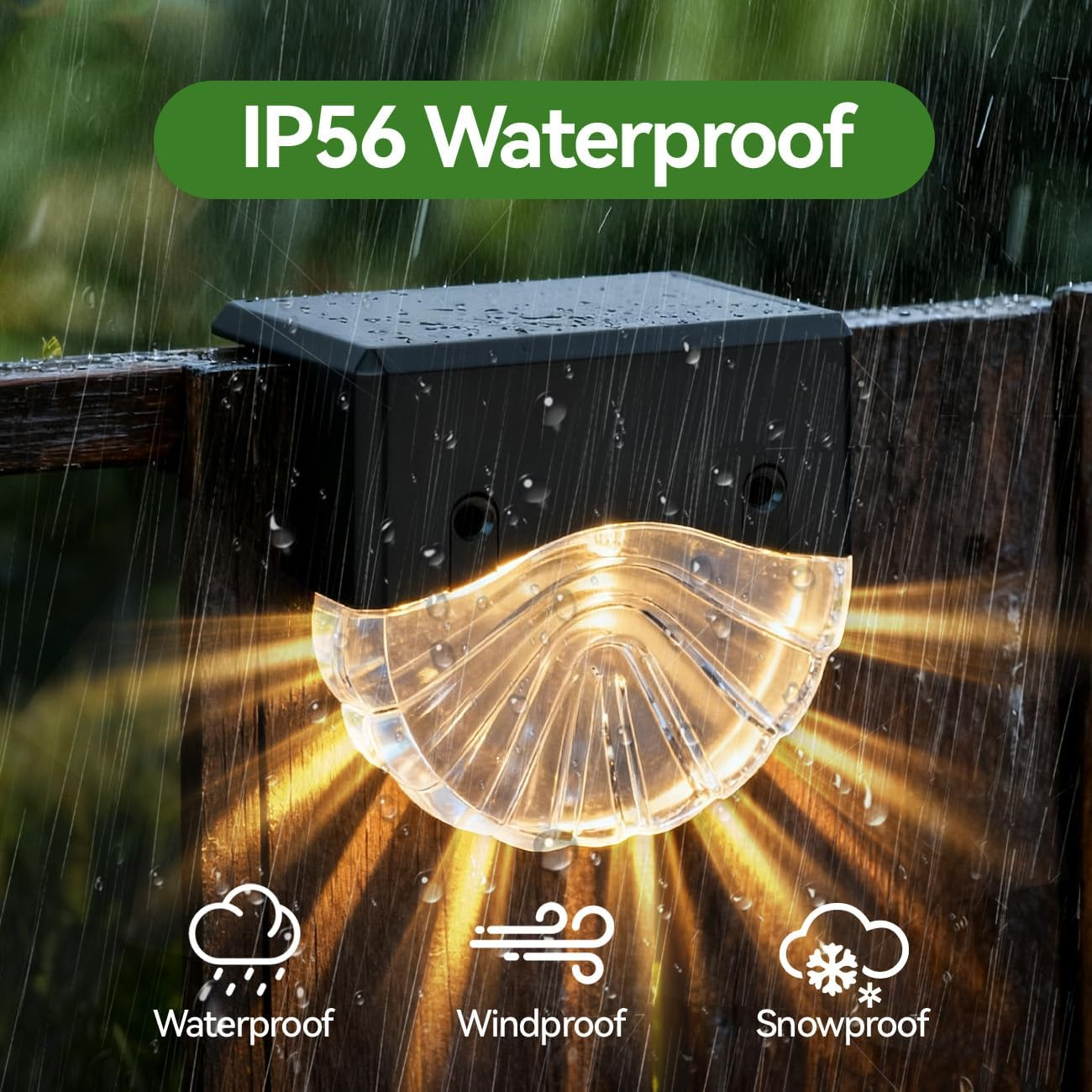 Solar Lights Outdoor, Solar Deck Lights, 4 Pack Solar Fence Step Lights Outdoor Waterproof LED for outside Patio Stairs Yard Garden Backyard Decor, 10 Lumens,Warm White/Color Changing Lighting image number 6