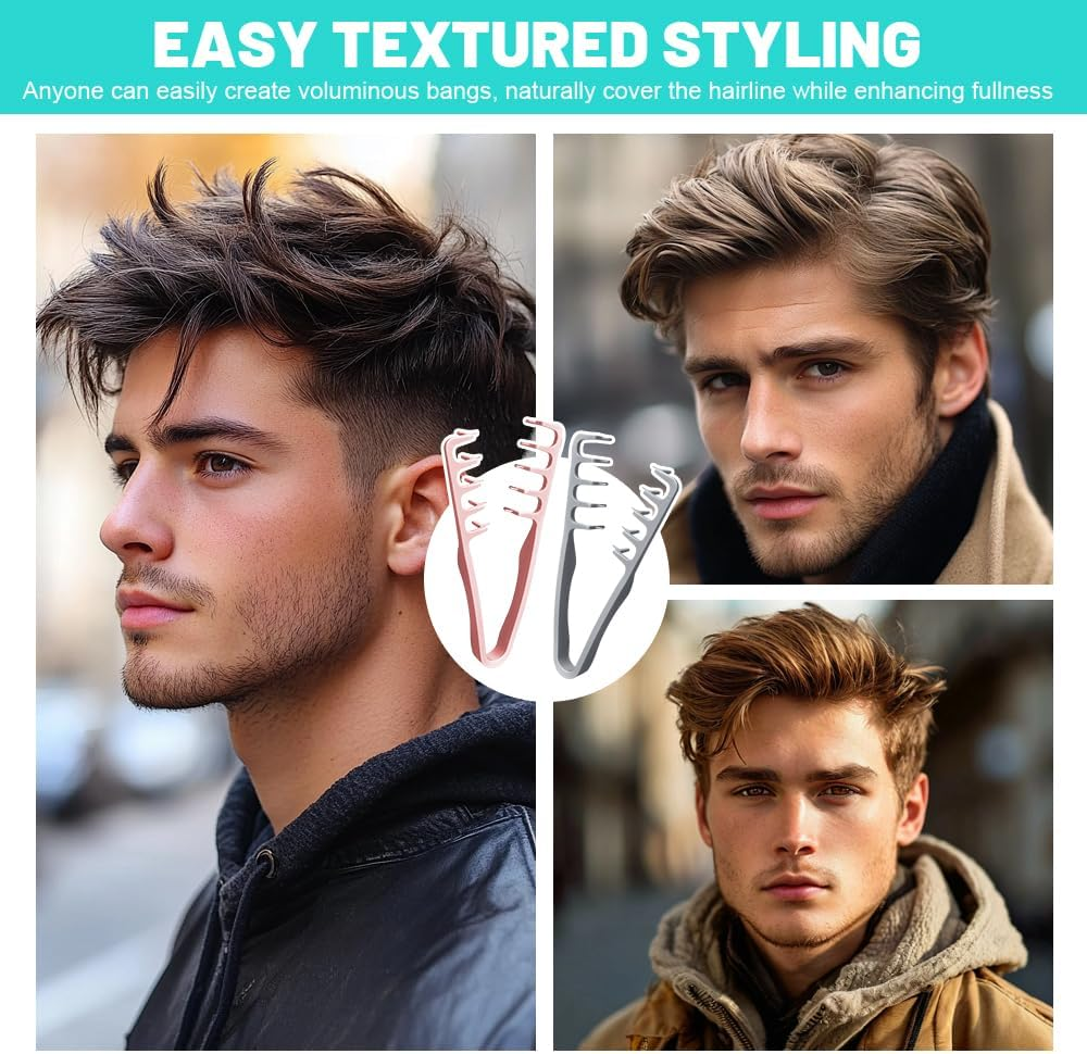 HMCEY 2 Texture Comb Structure, Wide Styling Comb for Men and Women, Hair Comb Hairdresser, Parting Comb, Coarse, Volume Comb Curls, Wave Comb Barber, Tooth Comb, Hair Comb Wide Tooth, Texturising image number 2