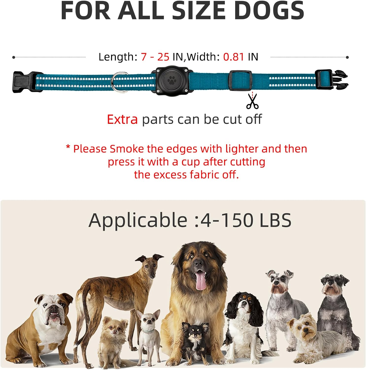 Airtag Dog Collar, 100% Waterproof Integrated Apple Air Tag Dog Collars, Reflective GPS Dog Collar with Hard PC Airtag Holder Case for Small Medium Large Dog image number 2