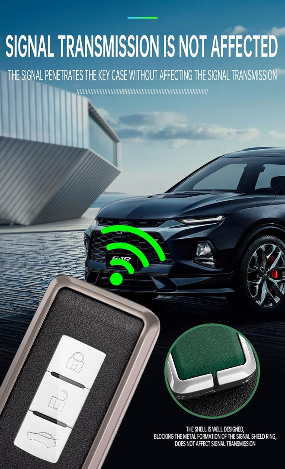 Ontto Metal Car Key Fob Cover Fit for Mitsubishi L200 ASX Outlander Eclipse Cross Pajero Sport Lancer Xpander Triton Leather Key Case Shell Key Holder Keyring Keychain Accessories Silver-Green