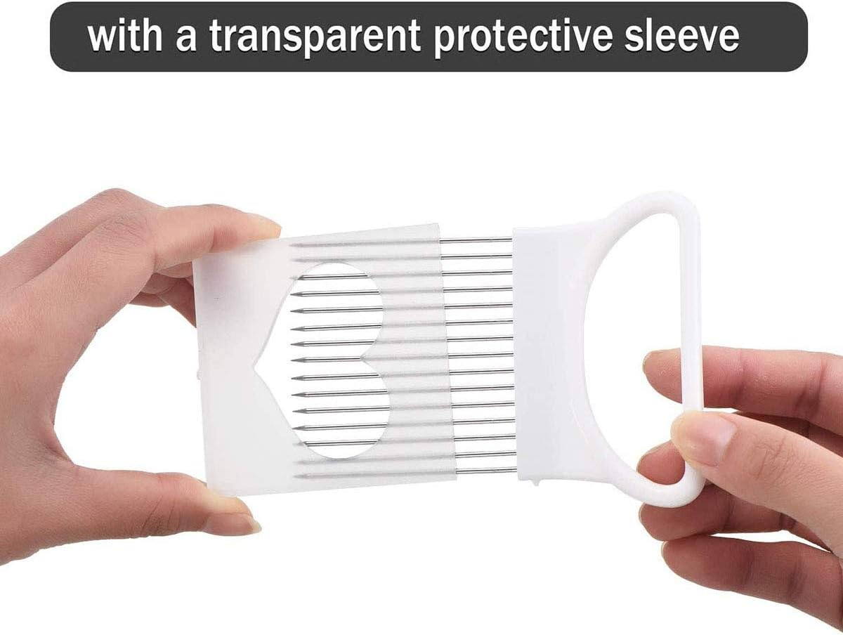 2Pcs Onion Holder Slicer, Stainless Steel Tomato Lemon Potato Vegetable Holder Slicer Cutter Tool for Kitchen Worker Slicing image number 6