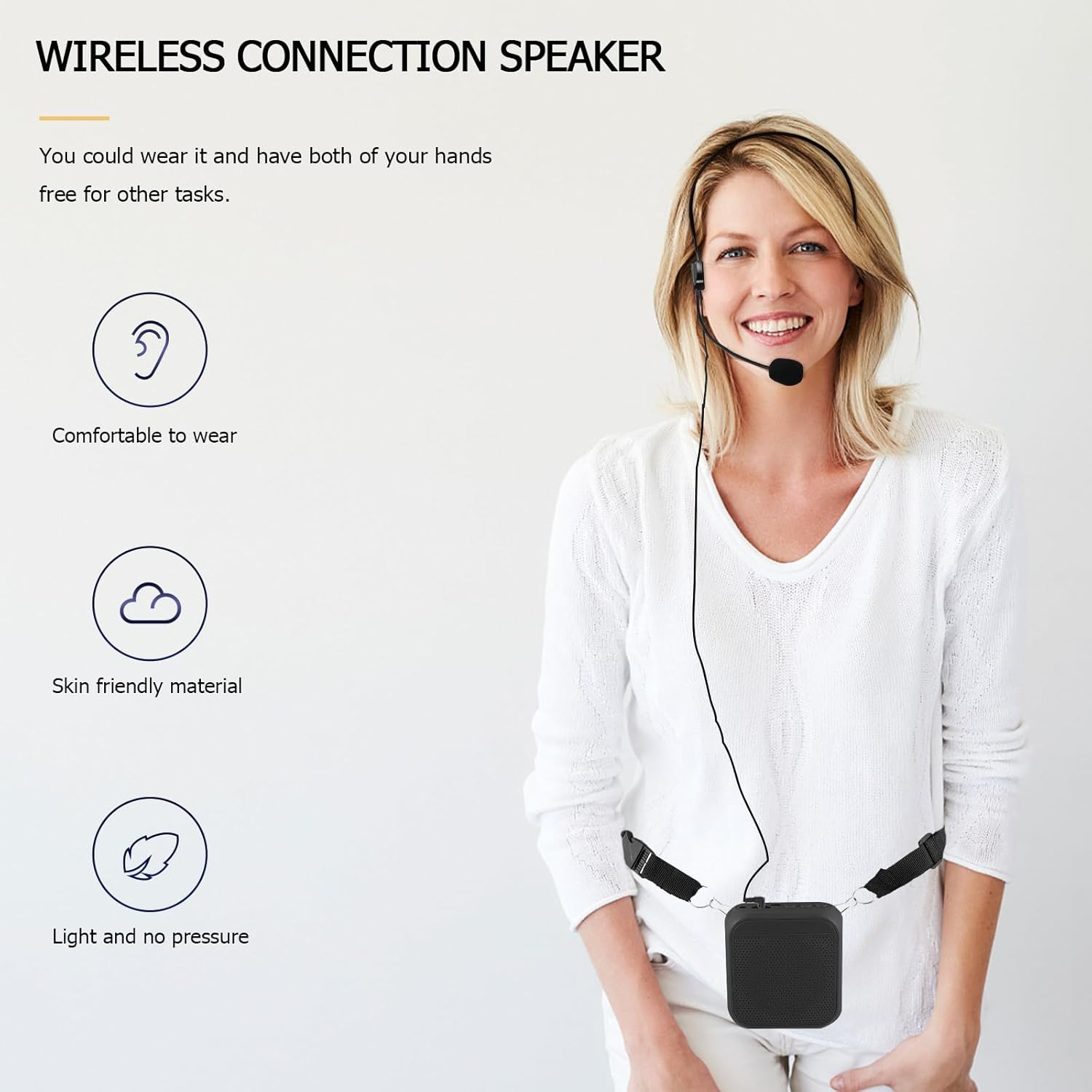 YOSADIER Wireless Portable Voice Amplifier with Microphone, Convenient Wireless Connection Sound Amplifier for Presentations and Teaching, Rechargeable Dc3.7V Compact Speaker for Travel And image number 2