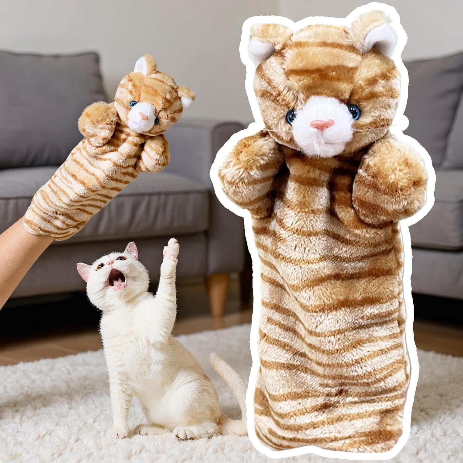Cat Puppet Wrestler | Cat Rag Doll Wrestler | Sensory Stimulation Pet Kitten Hand Doll for Mental Stimulating Boredom Relief Entertainment Enrichment Indoor Exercise - Cat image number 6