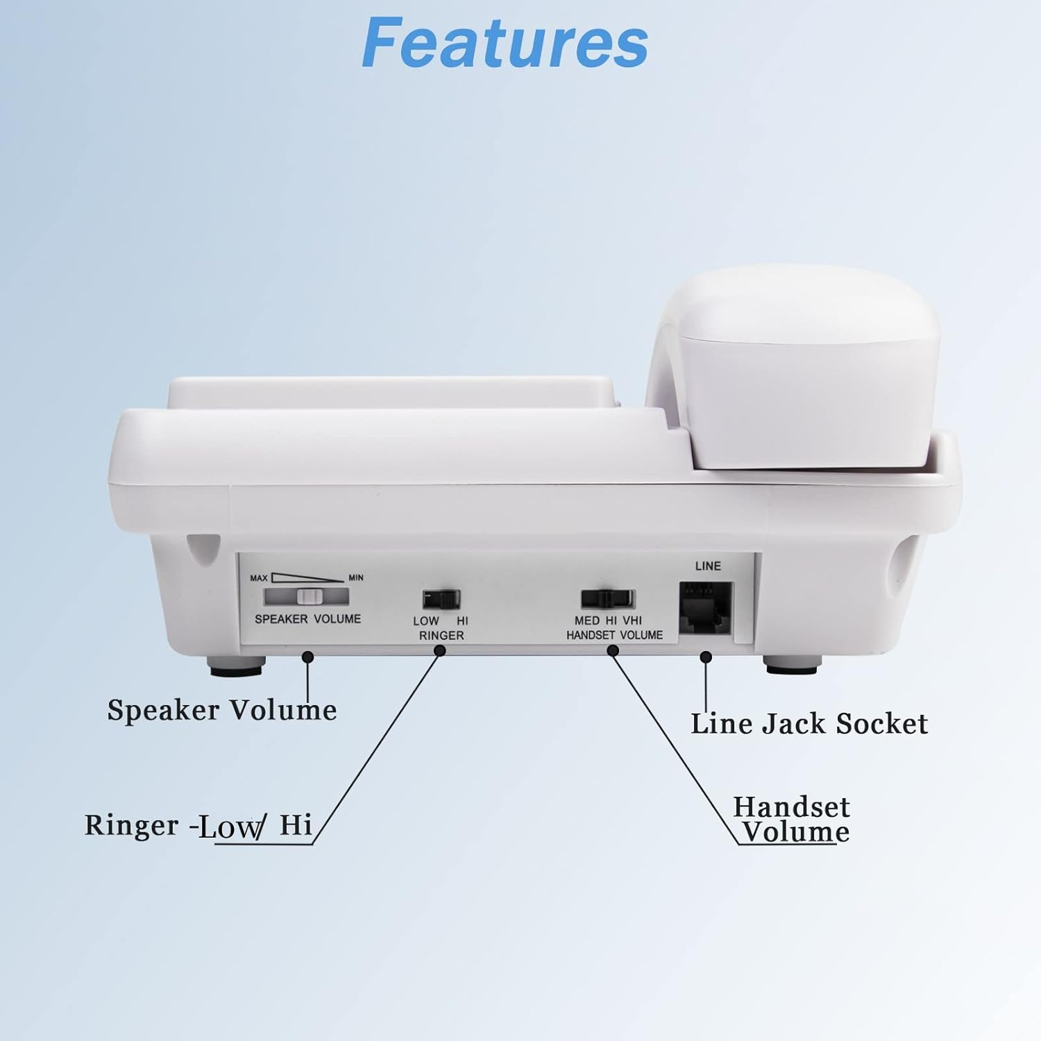 Big Button Landline Phone for Seniors, Elderly, Caller ID, Extra Loud Ringer, Indicator Light, SOS Emergency Corded Telephone for Hearing and Visually Impaired image number 5