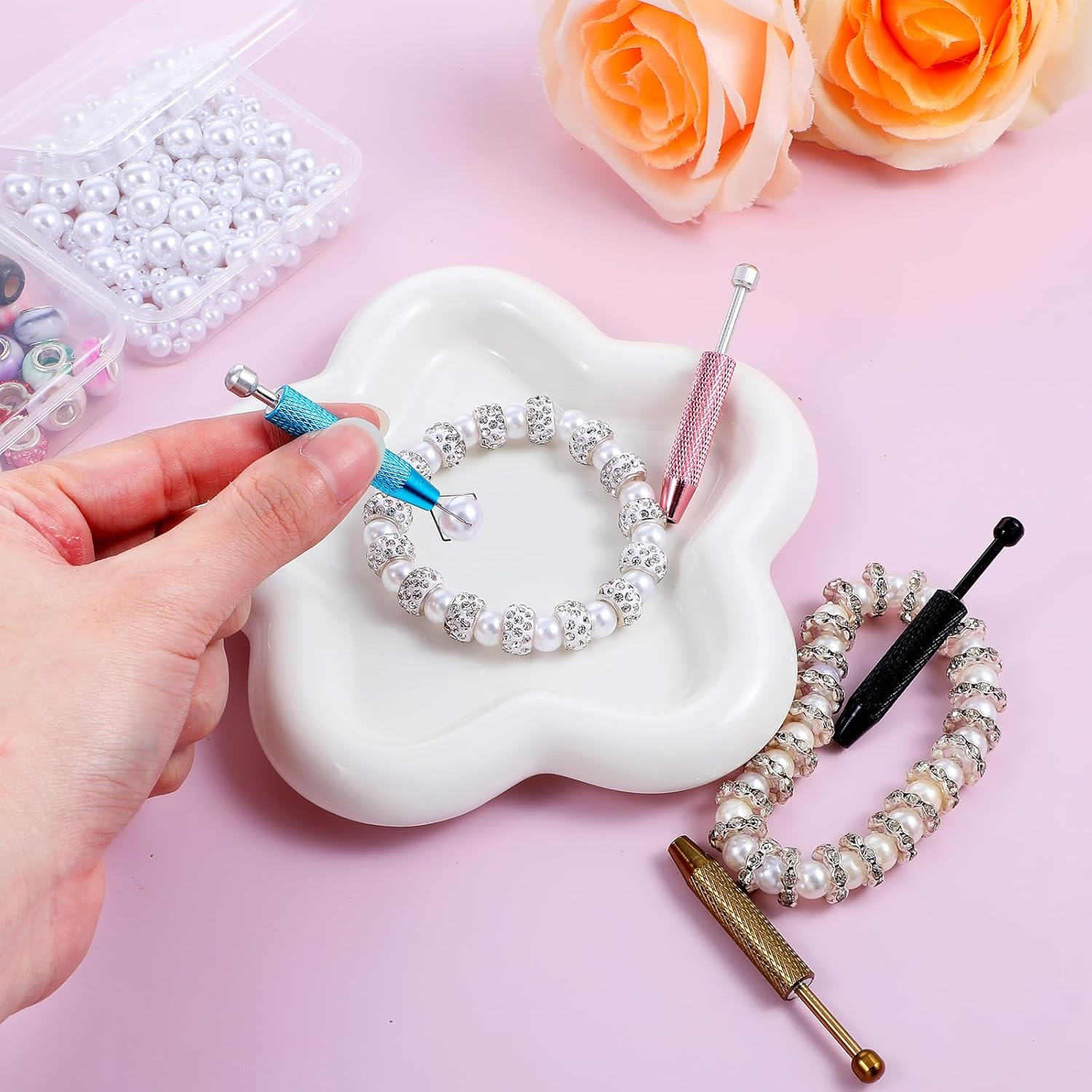 Kifmurase 4Pcs Piercing Ball Grabber Tool, Mini Grabber Pen Assistant with Stainless Steel 4 Claw Tweezers, Piercing Ball Jewelry Pick up Tools for Changing Removal Insertion Piercings Gem Multi Color image number 2