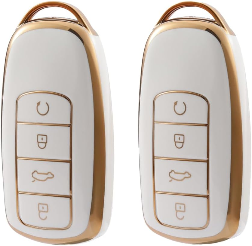 2Pcs Car Smart Key Fob Case Soft TPU Remote Key Fob Cover Car Key Fob Protector Compatible with Chery Omoda 5 Compatible with Tiggo 8 Pro 8 plus (White)